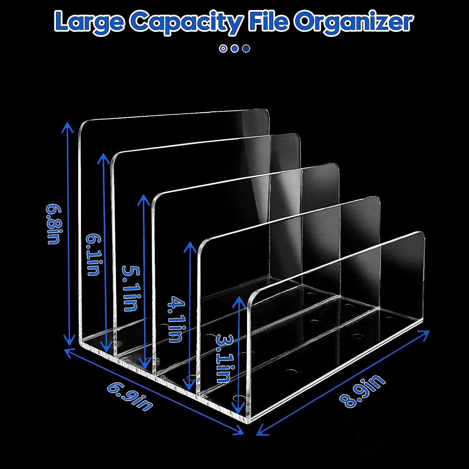 4 Section Acrylic File Organizer, Clear Acrylic Desk Organizer and Accessories, Sturdy Acrylic File Folder Holder Sorter, Office Supplies for Mail Letter Paper Electronic Notebook - Image 7